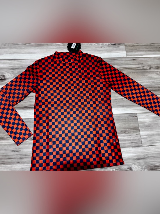 Sterling Kreek Tops - Sterling Kreek mesh layering top NWT orange and navy checkered size medium